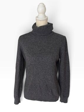 WoolOvers 100% Lambswool Turtleneck Sweater Women's M Charcoal Gray